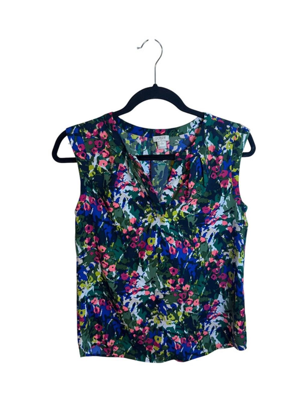 J.Crew Colorful Floral Split Neck Popover Top